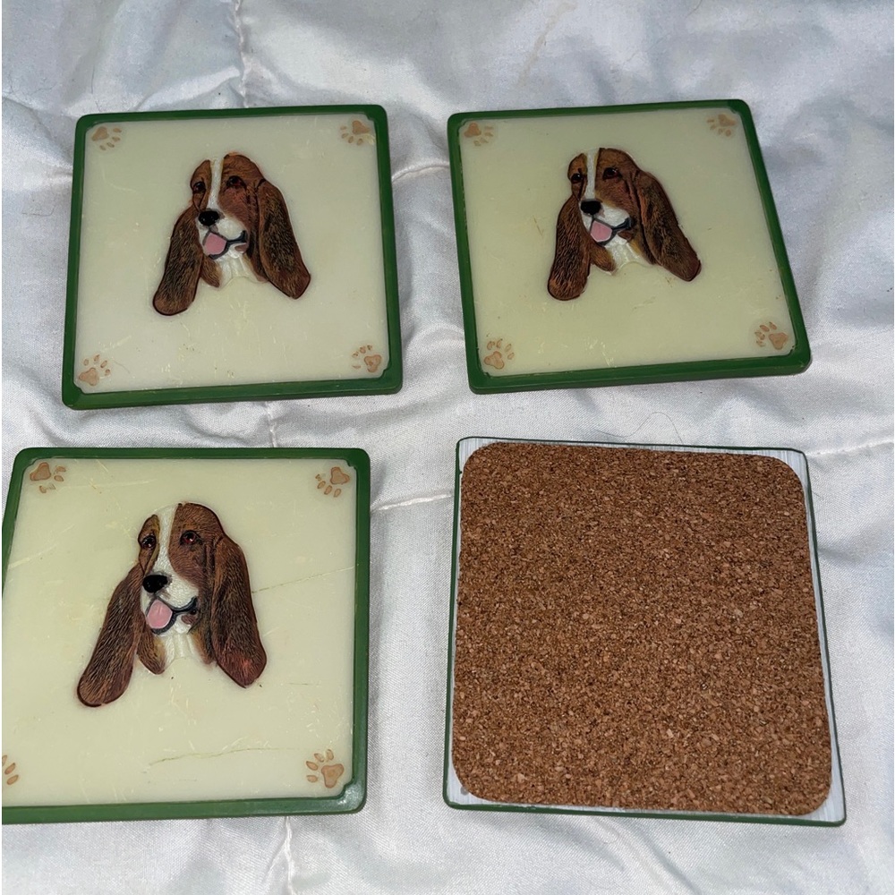 Cream hound, dog, coasters, realistic look